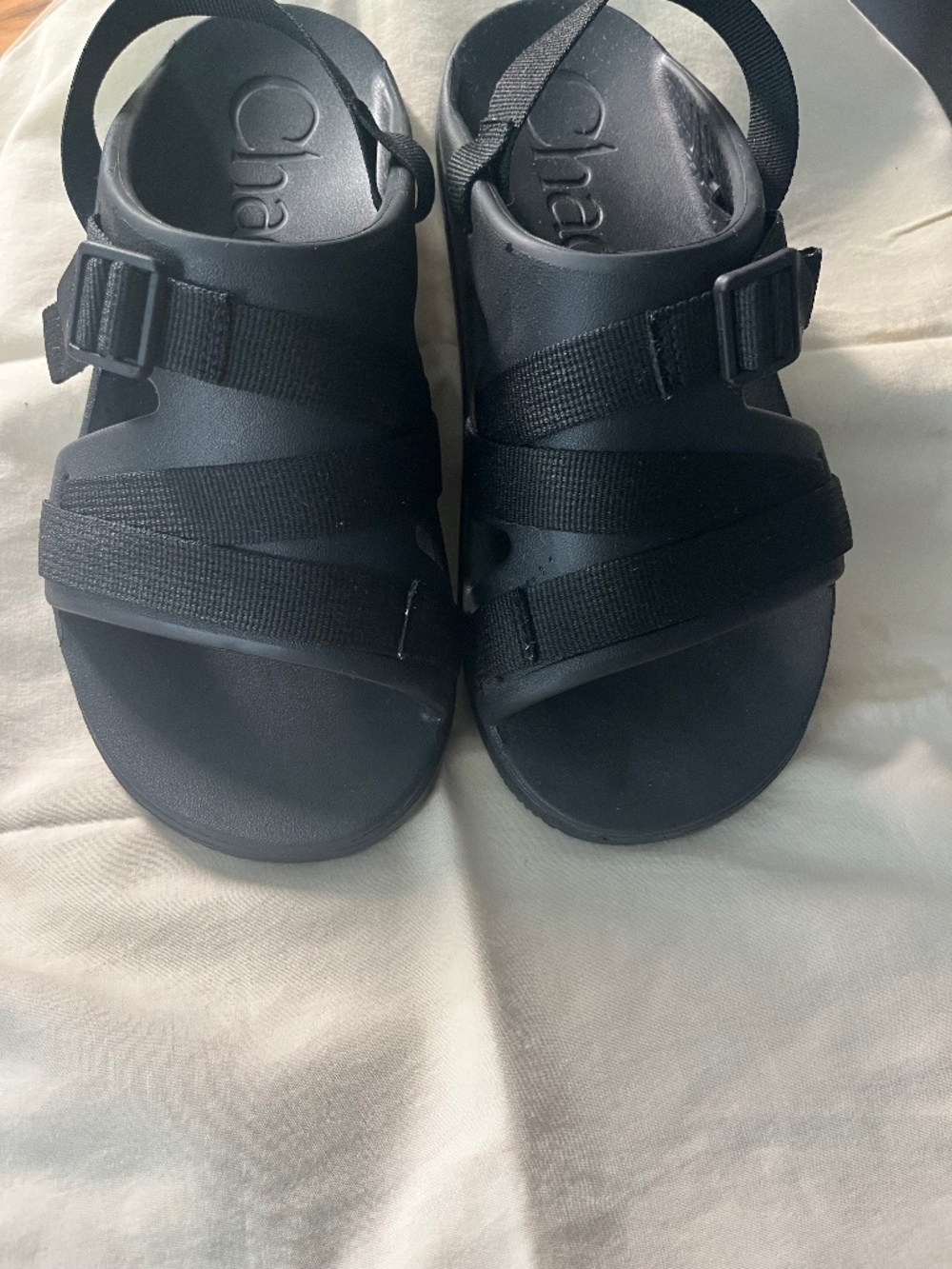Chacos Sandals Women's, canvas straps/plastic slides